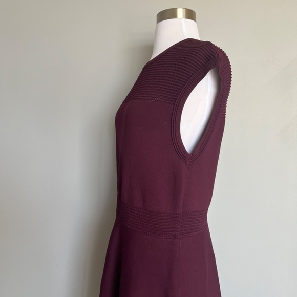 Ted Baker Maroon Aubrey Skater A-line Eyelet Knit Cocktail Burgundy Dress Large - Picture 10 of 13